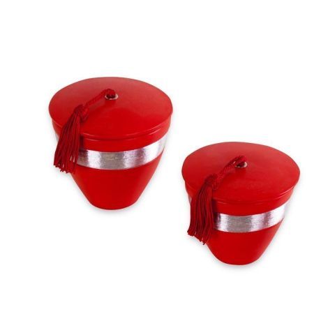 Scented candles Nawar Round Red with Silver 2-piece