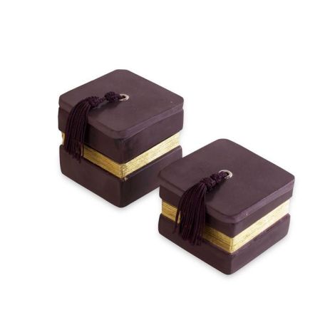 Scented candles square Halawa Brown with Gold 2-piece
