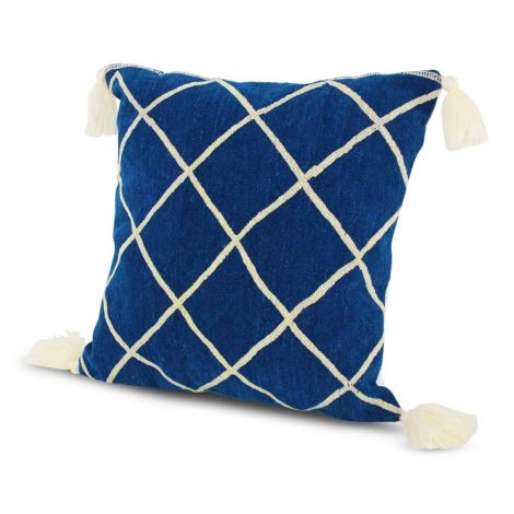 Moroccan Pillow Kelim Blue Square