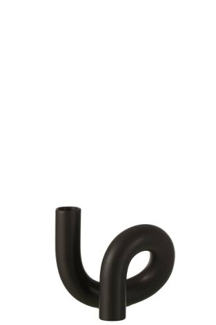 J-Line Candle Holder 1 Candle Ceramic Black Torsion