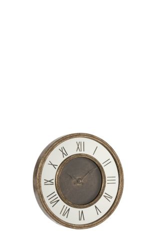 J-Line Clock Roman Numerals Mirror Mdf Antique Gold Small