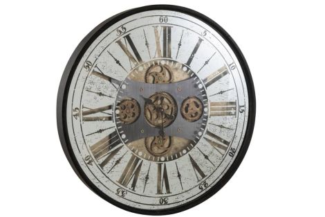 J-Line Clock Round Roman Numerals Interior Mirror Antique Black