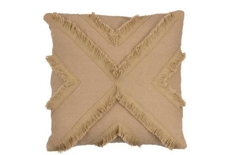J-Line Cushion Cross Square Polyester Beige