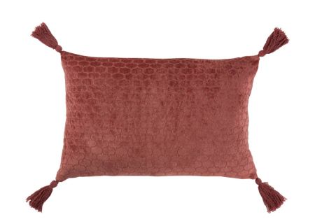 J-Line Cushion Pattern Rectangle Cotton Terracotta Red