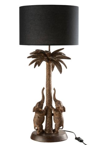 J-Line Lamp Palm Tree Elephant Poly Brown