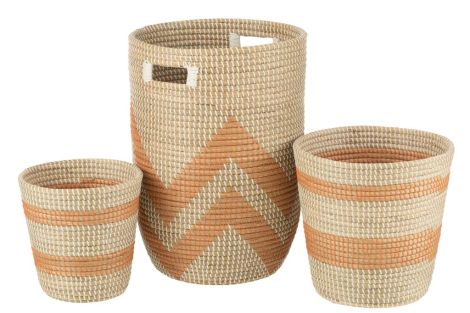 J-Line Baskets Striped Sea Grass Orange (3-piece)