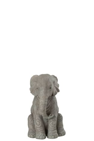 J-Line Elephant Sitting Poly Grey Large