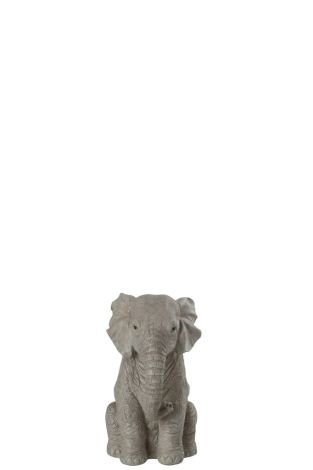 J-Line Elephant Sitting Poly Grey Small