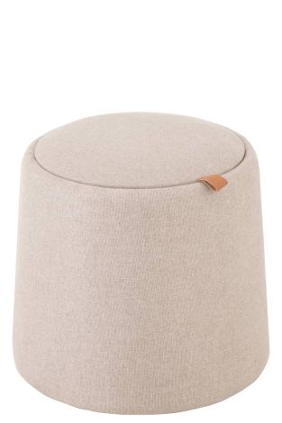 J-Line Footstool Hocker Side Table Round Textile Wood Beige