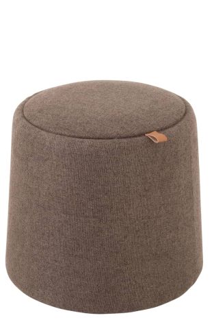 J-Line Footstool Hocker Side Table Round Textile Wood Brown