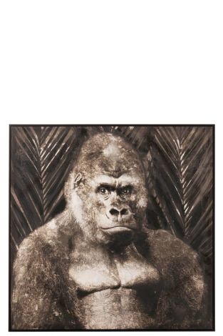 J-Line Painting Gorilla Canvas Wood Dark Brown