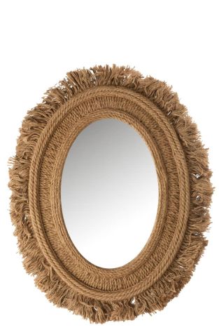 J-Line Mirror Oval Jute Natural