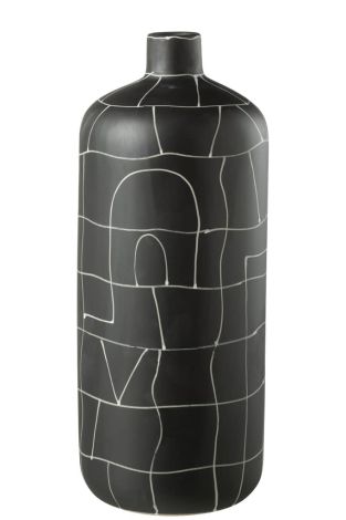 J-Line Vase Bottle Ceramic Black Large Japan