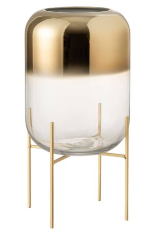 J-Line Vase Glass Gold Transparent Large Oceanne