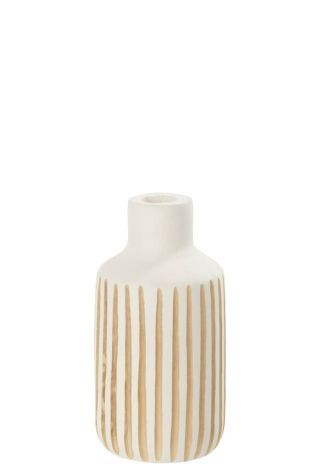 J-Line Vase Wood White Small Ying
