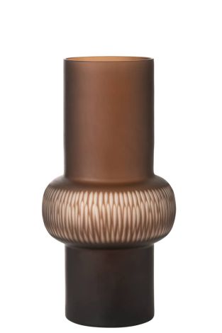 J-Line Vase Stripe Ball Glass Brown Large