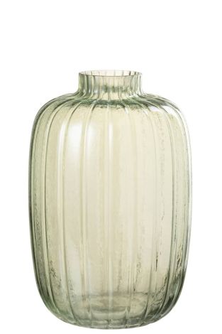 J-Line Vase Stripes Glass Green Large