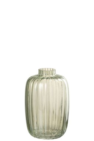 J-Line Vase Stripes Glass Green Small