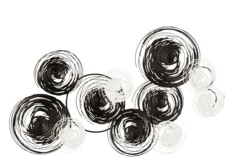J-Line Wall Deco Circles Metal Black White
