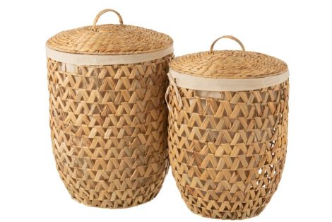 J-Line Laundry baskets with Lid Waterhyacinth Natural (2-piece)