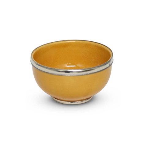 Bowl Yellow with Metal Ring Ø 13 x 8cm