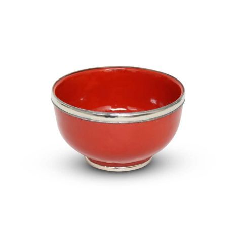 Bowl Red with Metal Ring Ø 13 x 8cm