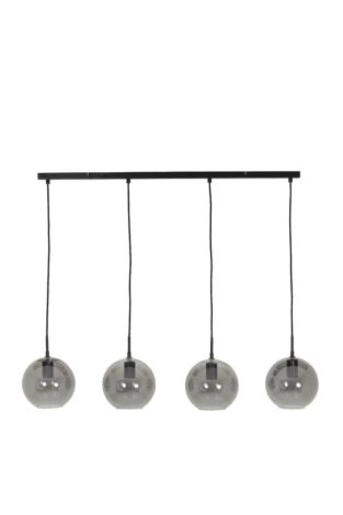 Light & Living Pendant Lamp Matt Black-Smoke Glass 4L Subar Ø 20 x 120cm