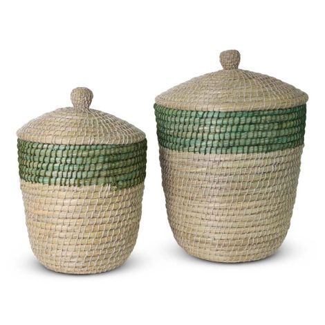 Sea Grass Green Baskets with Lid