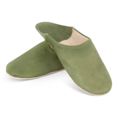 Moroccan Babouche Leather Green