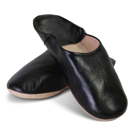 Moroccan Babouche Leather Black