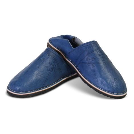 Moroccan Babouches Men Leather Blue