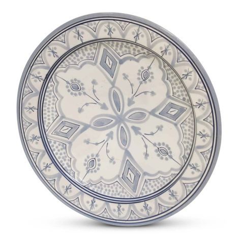 Moroccan Plate Grey Nakhil Ø 35 x 6cm