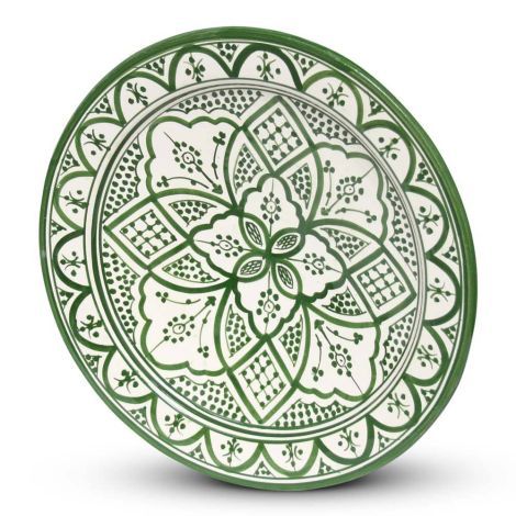 Moroccan Plate Green Nakhil Ø 35cm x 5cm
