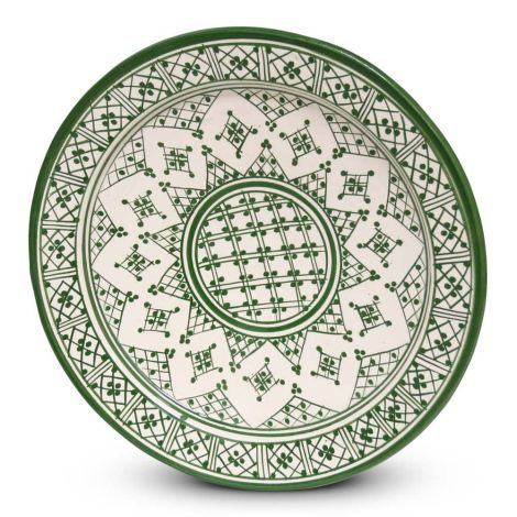 Moroccan Plate Green Zerbia Ø 35 x 5cm