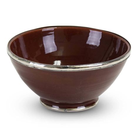 Moroccan Bowl Chocolate Brown with Metal Ø 20 x 10cm