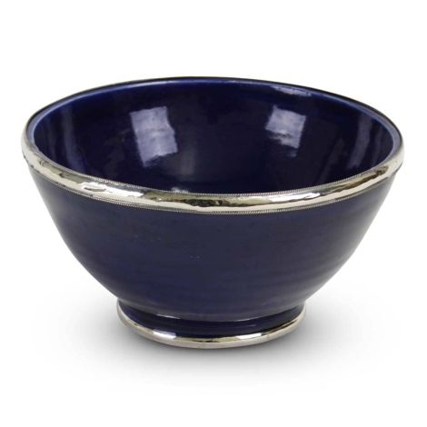 Moroccan Bowl Dark Blue with Metal Ø 20 x 10cm