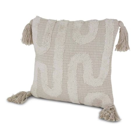 Moroccan Cushion with Tassels White 45 x 45cm