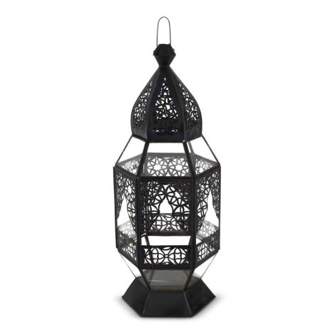 Moroccan Lantern Black Amber Ø 17 x 45cm