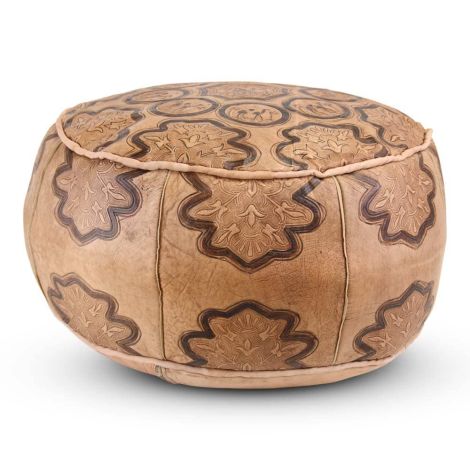 Moroccan Pouf Leather Natural Camels Round