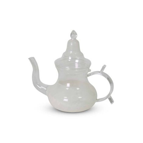 Moroccan Glass Teapot Transparent-White