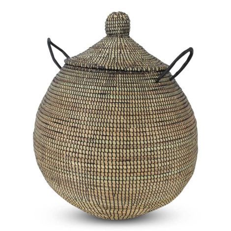 Wicker Basket with Lid of Sea Grass Black Tajine