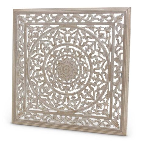 Wall Panel Woodcarving Bangladesh White 60 x 60cm