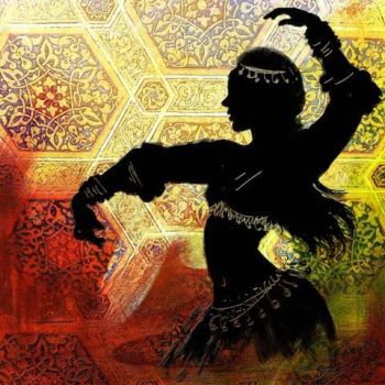 Arabic Painting Belly Dancer Shadow