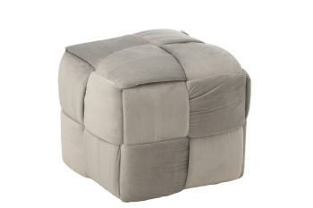 J-Line Pouf Textile Wood Light Grey