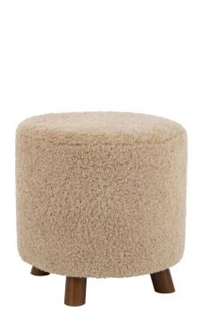 J-Line Footstool Hocker Sheep Paw Polyester Beige