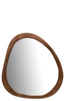 J-Line Mirror Irregular Mango Wood Dark Brown Small