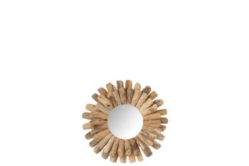 J-Line Mirror Round Driftwood Natural Small