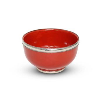 Bowl Red with Metal Ring Ø 13 x 8cm