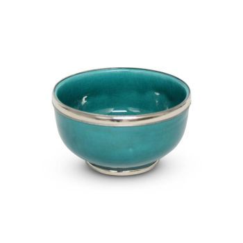 Bowl Turquoise with Metal Ring Ø 13 x 8cm