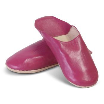 Moroccan Babouche Leather Fuchsia